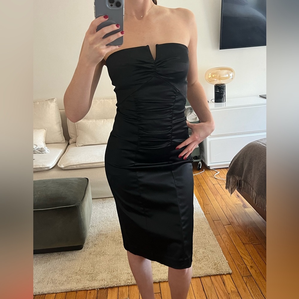 Nicole Miller Midi Strapless Cocktail Dress
